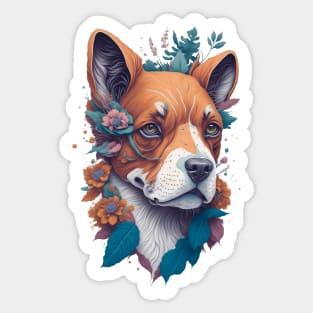 Dog season flowers Sticker